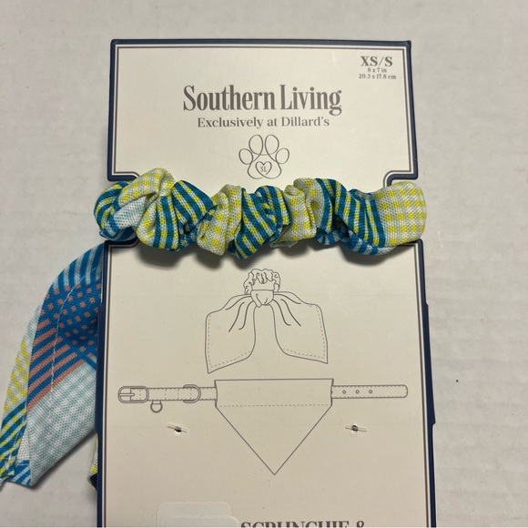 Southern Living Scrunchie & Pet Reversible Bandana Matching Set Sz XS/S NWT - Picture 5 of 7